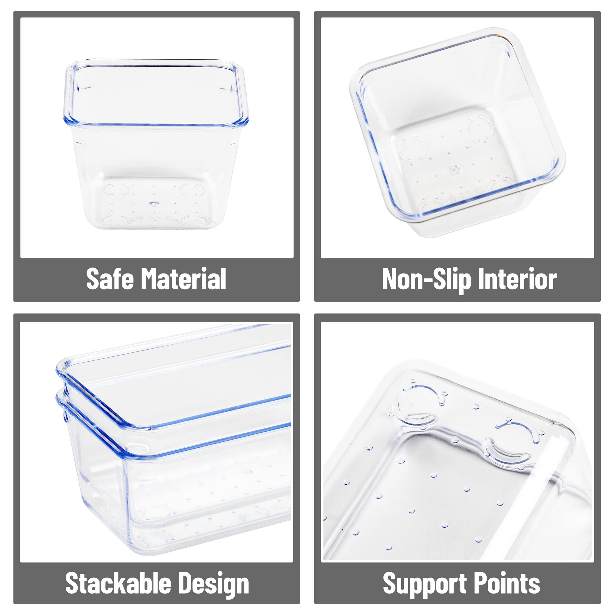 Mind Reader 8-Piece Drawer Organizer Set, Storage Trays, Clear